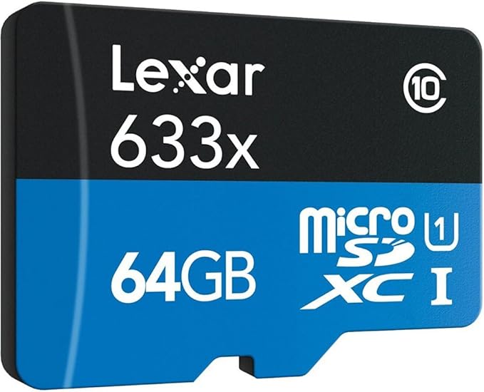 Lexar 64GB microSDXC UHS-I 633X High-Performance Memory Card - 2 Pack + Microfiber Cloth