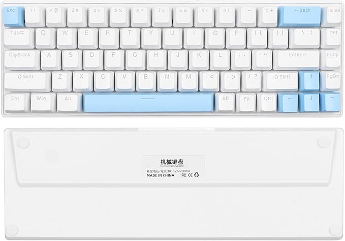 Vikye Mechanical Gaming Keyboard RGB Backlight Compact 68 Keys Mini Wired Office Keyboard with Blue Switch Suitable for Windows for Android PC Laptop