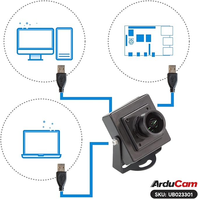 Arducam 5MP Wide Angle USB Camera with Mini Metal Case 1/4 CMOS OV5648 Mini UVC USB2.0 Video Webcam with Microphone for Windows Linux Android and Mac OS