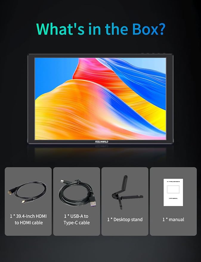 FEELWORLD D10 Touch Screen Portable Monitor10.1 Inch FHD 1920x1200 HDMI USB-C Second External Monitor for LaptopDesktopMacBookPhonesTabletPS5/4XboxSwitchRaspberry Pi Screen with Dual Speake