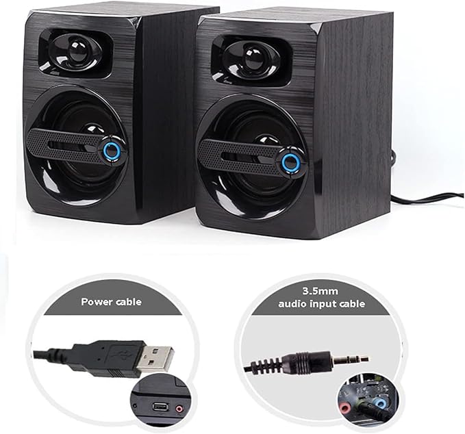 Mini Desktop Speaker for PC 2.0 Wired Compact PC Stereo Speakers 3.5mm Aux Portable Gaming Multimedia Speaker for Phone Laptop Desktop Tablet A