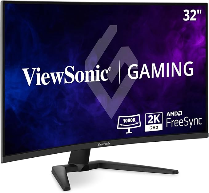 ViewSonic VX3228C-2K 32 Inch 1440p Curved Gaming Monitor with 1ms 180Hz FreeSync Eye Care HDMI and DisplayPort Inputs