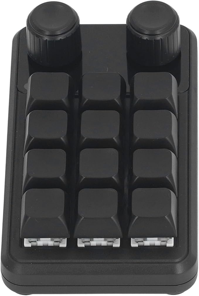 Eujgoov Mini Gaming Keyboard 12 Keys Blue Switch Black Color Customizable Keyboard for GamingOfficeMusic Industry