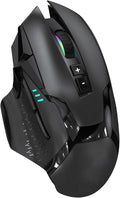 Wireless Bluetooth Mouse for Laptop Thumb Rest Ergonomic - 4000DPI Rechargeable 10 Buttons/Shortcuts USB-C RGB Silence Right Hand up for 3 Devices for Laptop Mac PC
