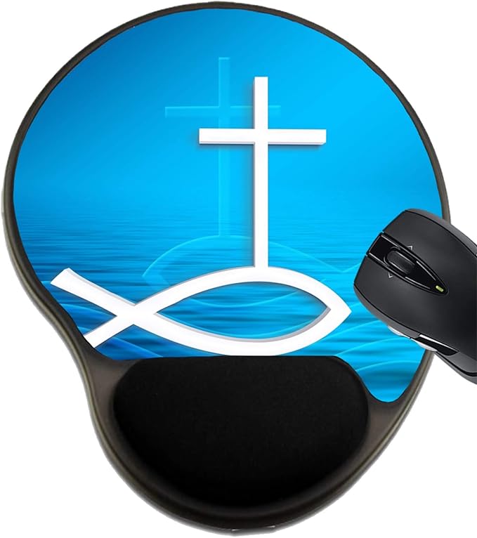MSD Mousepad Wrist Rest Protected Mouse Pads/Mat with Wrist Support Design for Religion Cross God Light Christian Christ Jesus Religious Symbol Christiani