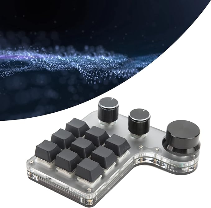 VINGVO One Handed Gaming Keyboard Macro Keyboard Acrylic Macro Keypad with Storage Function for Office Games