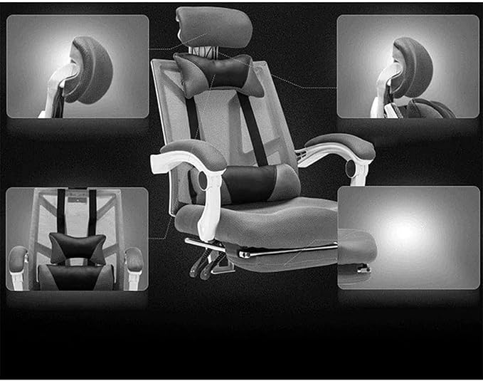 Office Swivel Chair Office Chair Reclining Swivel Chair Gaming Office Chair Computer Desk Chair with Head Pillow Waist Mat (Color:Orange)