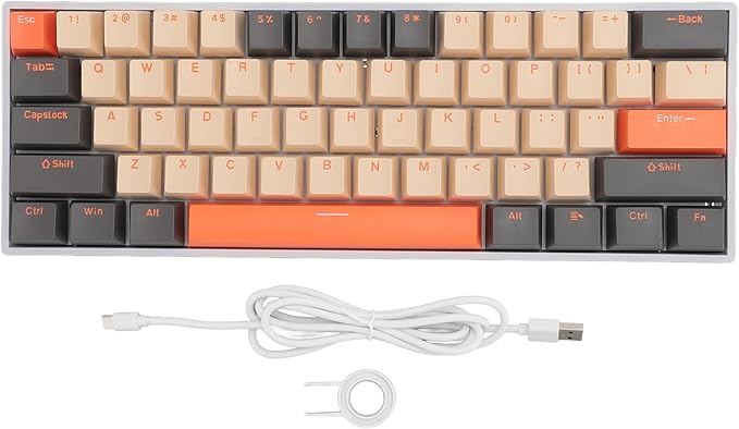 Zunate 60% Gaming Mechanical Keyboard Three Mode BT5.0/2.4G Cordless/USB C Hot Swappable Mechanical Keyboard 61 Key RGB Backlit Keyboard for Win Android