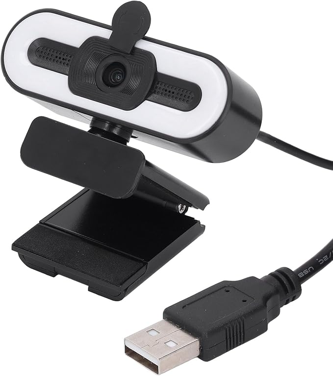 1080P HD Webcam with Microphone 120° Wide Angle Camera with Adjustable Ring Light Auto Focus Laptop USB Webcam for Video Calling Recording