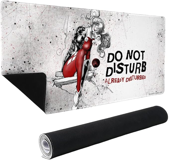 Harley Quinn Already Disturbed Large Gaming Mouse Pad Desk Mat with Stitched Edges Non-Slip Base for Gamer Home and Office 31.5 x 15.7