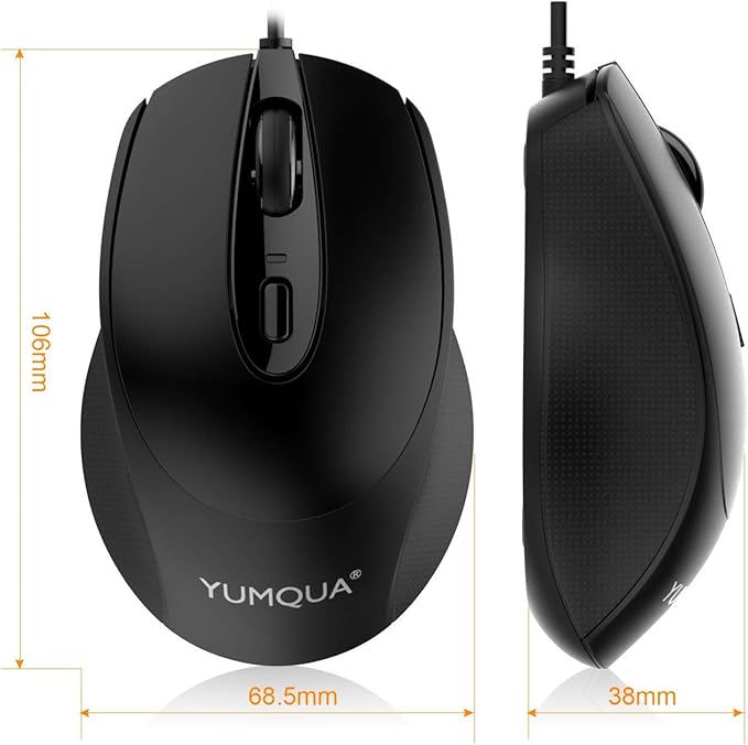 YUMQUA Computer Mice Wired 12 Pack USB PC Mice Bulk with Cord Office Home Classroom Silent Optical Corded Mouse with 2 Adjustable DPI for PC Desktop Computer Mac Laptop