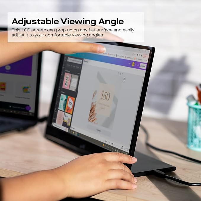 MP Mobile Pixels Portable Laptop Monitor Glance Travel Monitor 16 1080P FHD HDMI USB Type C Monitor Built-in Dual Speakers Tilt Adjustment &amp Non-Slip Mobile Monitor for PC macOS Windows PS4