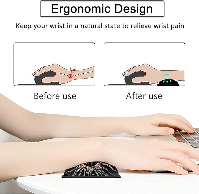 Large Gaming Mouse Pad 31.5x11.8 in Extended Computer Mouse Mat with Non-Slip PU Base Ergonomic Memory Foam Keyboard Wrist Rest for Work &amp Gaming Cute Sun Moon Black Office Desk Pad