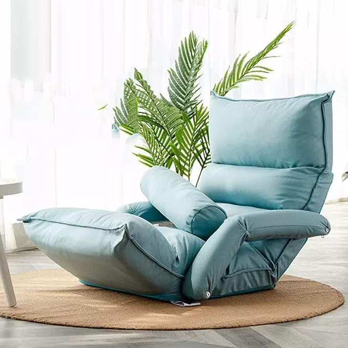 YCKEGEW Indoor Lounge Chair Floor Cushion Back AdjustablePremium Floor Armchair Sofa Seat for Home OfficeMeditation Chair for Balcony Yoga (Color : Light Blue)