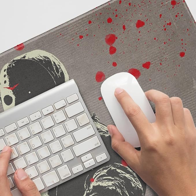 Friday The 13th Jason Character Large Gaming Mouse Pad Desk Mat with Stitched Edges Non-Slip Base for Gamer Home and Office 31.5 x 15.7