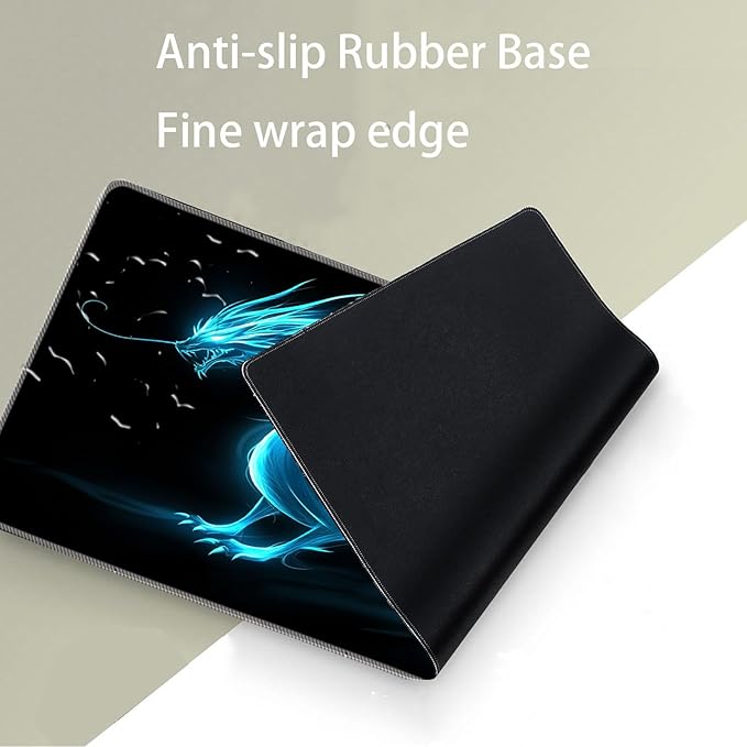 Keyboard Mouse Pad SetLarge Desk Pad+Keyboard Wrist Rest+Mouse Wrist Support+CoasterEasy Typing Pain Relief Non-Slip Wrist Support Mousepad Set Home OfficeBlue Dragon