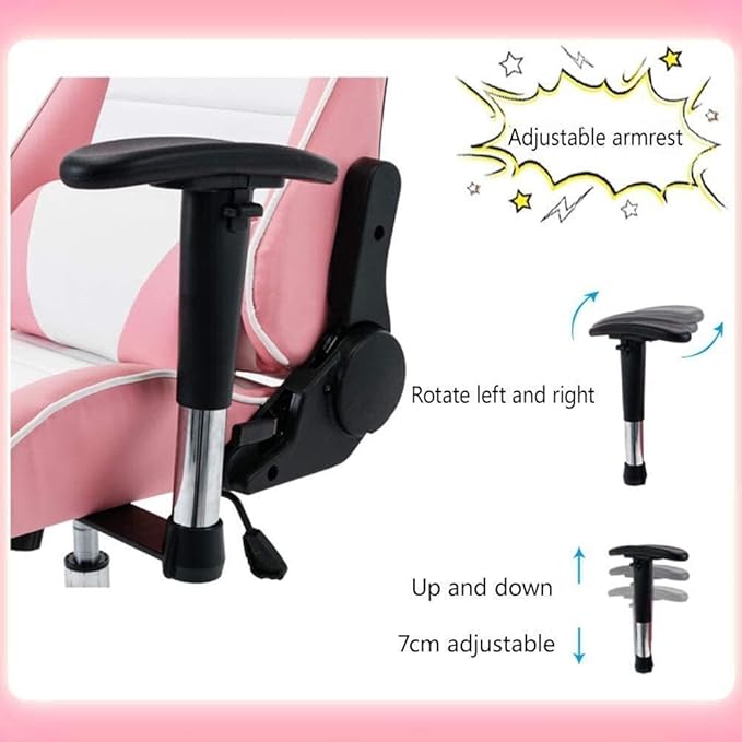 Gaming Chair Computer Chairs Chair Computer Chair Ergonomics Executive Desk Chair Height Adjustable E-Sports Gamer Chairs Linkage Armrest Reclining Video Game Chair with (Black Red)