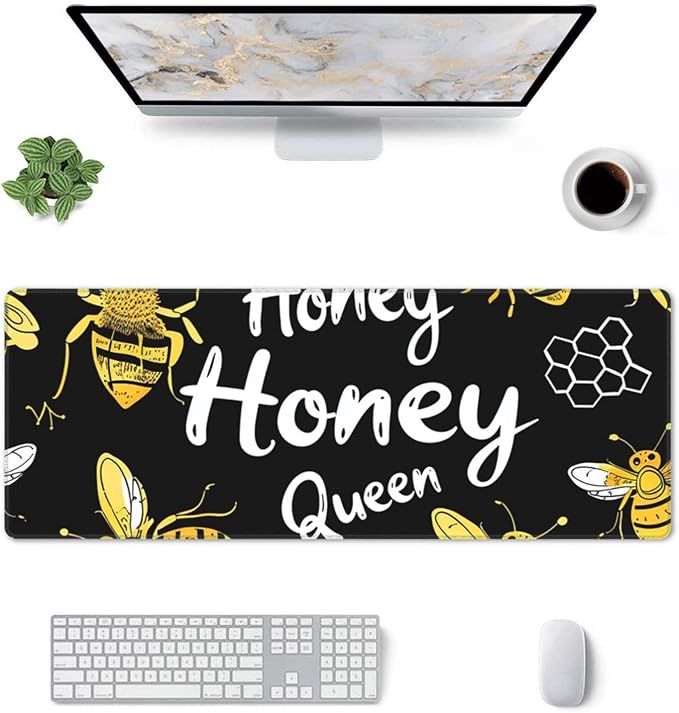 Animal Honey Bee Sweet Large Mouse Pad XL Extended Gaming Pad Waterproof Desk Mat for Desktop Keyboard Non Slip Mousepad for Office Game Home 32.15x11.8