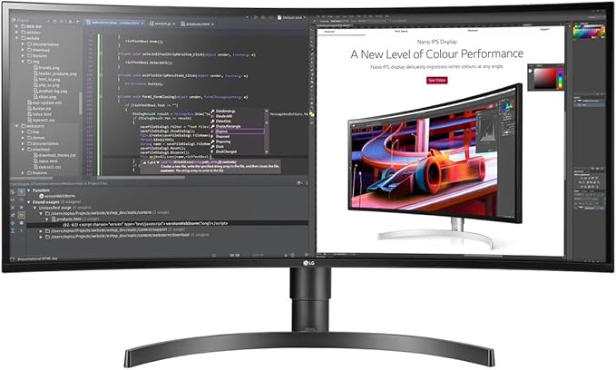 LG 34WL85C-B UltraWide 34” 21:9 Curved WQHD (3440 x 1440) IPS Display sRGB 99% Color Gamut HDR 10 Height/Tilt Adjustable Stand – Black