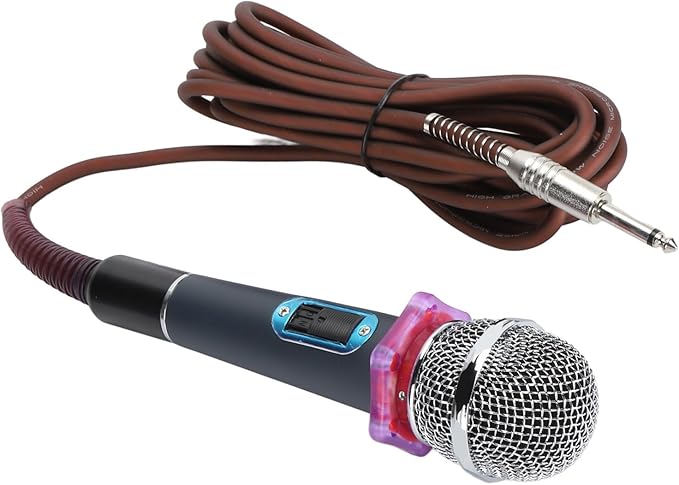 Tbest Handheld Wired Microphone Dynamic Moving Coil Clear Sound Zinc Alloy Metal Mesh Structure for Home Karaoke Stage Performance (Blue)