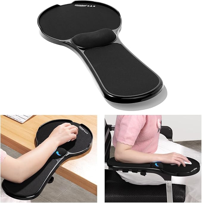 Omhuzsyo Upgraded Chair arm Mousepad Adjustable Chair arm Wrist Support pad for Table and Chair Elbow Computer Table Extender with Mouse Baffle to Prevent Falling Ergonomic Design (Plastic)