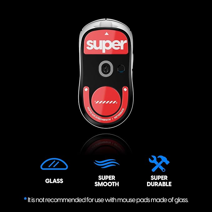 Superglide2 - New Controllable Speed Textured Surface Smoothest Mouse Feet/Skates Made with Ultra Strong Glass Smooth and Durable Sole for Logitech G Pro X Superlight2 (Type-C Red)