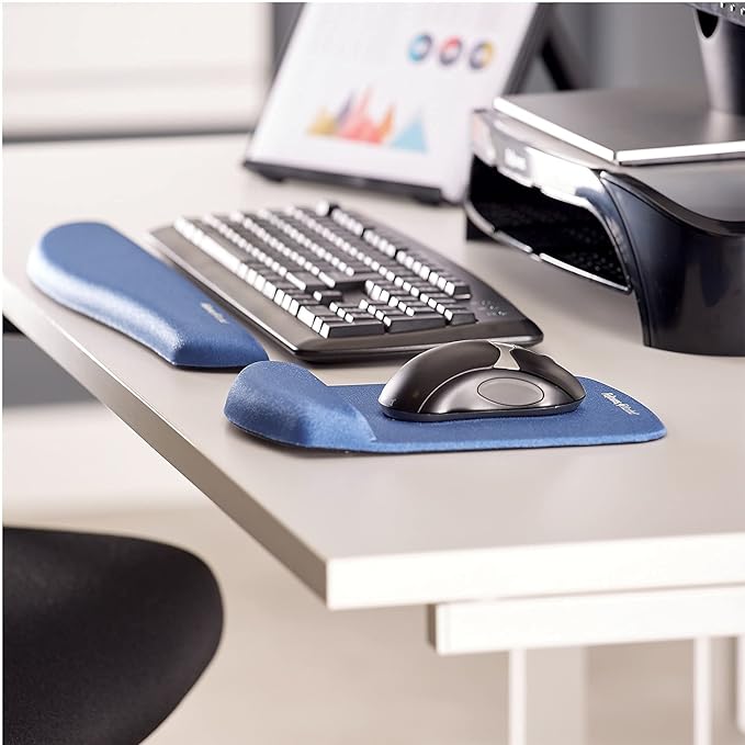 Fellowes PlushTouch Keyboard Wrist Rest with FoamFusion Technology Blue (9287401
