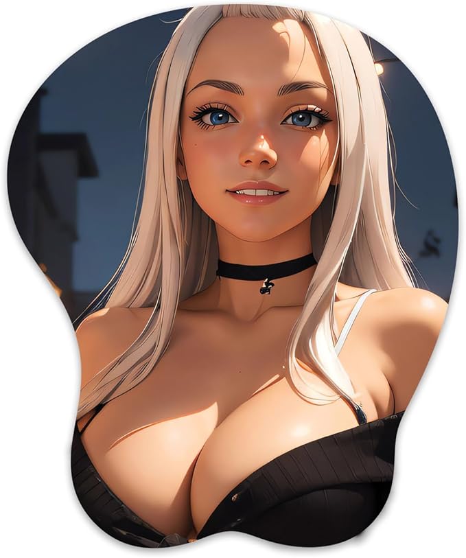 3D Mouse Pad Oppai Mousepad with Soft Gel Wrist Rest Anime Manga Gaming Boob pad Anti-Slip Mouse Mat （Mirajan 3）