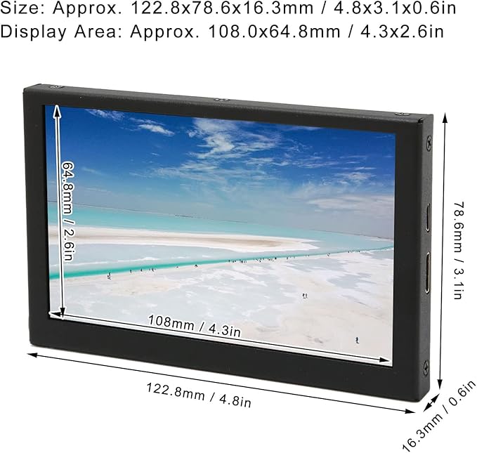 Sanpyl 5 Inch Portable Monitor 800x480 LCD Display 60Hz 16:9 170 Degrees Full View Metal Housing Mini Second External Monitor for Laptop External Computer Monitor