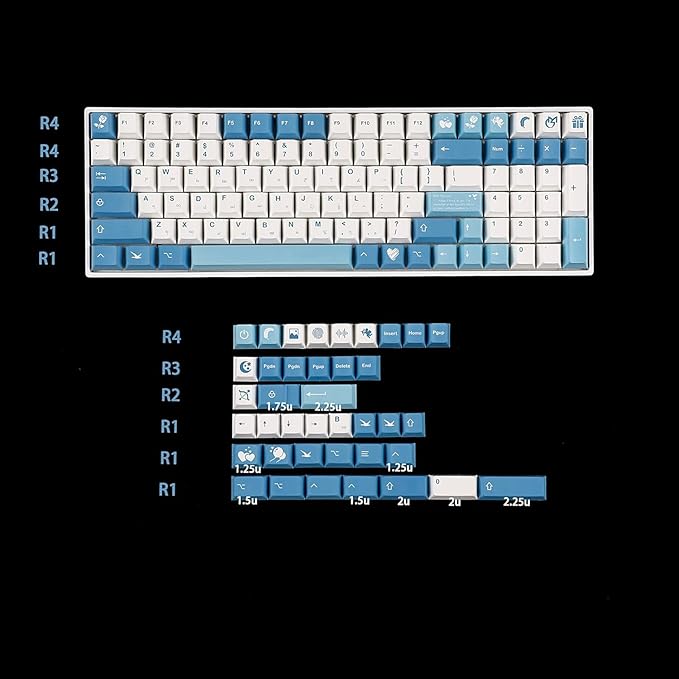 YMDK 143 Sea Fog Love Letter Cherry Profile Dye Sub Thick PBT 5 Sides Mac Keycaps Set for ANSI 104 87 61 96 75 GMMK NCR80 Mx Keyboard