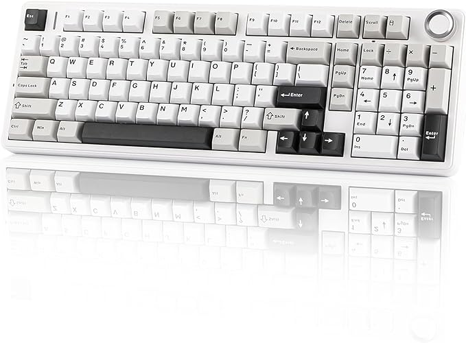 EPOMAKER X Aula F99 PRO Wireless Gaming Keyboard with 8000mAh Battery Hot Swappable Creamy Keyboard 2.4GHz/Type-C/BT5.0 NKRO RGB Backlit for Win/Mac/Gaming (Black&ampGrey&ampWhite)