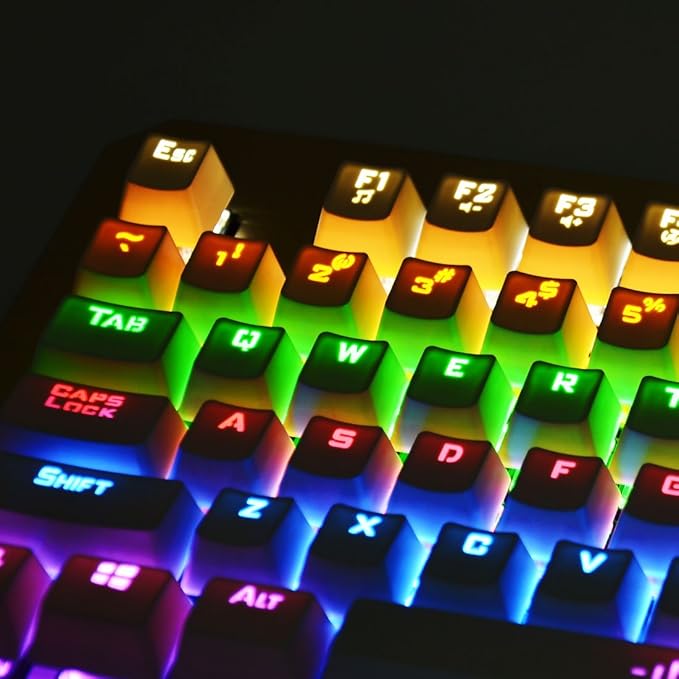 Gaming Mechanical Keyboard LED Backlit 104 Keys USB Wired Blue Switch Gold Tone