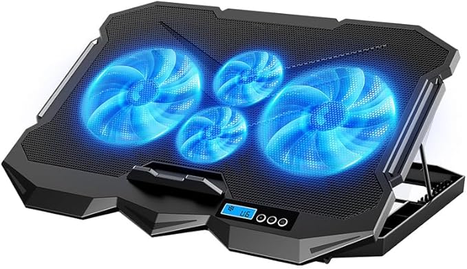 Laptop Cooling pad for Dell Inspiron 3442 Gaming laptops Laptop Cooler with 4 Fans LCD Display Screen 4 Height 2 USB-A Port Laptop Stand