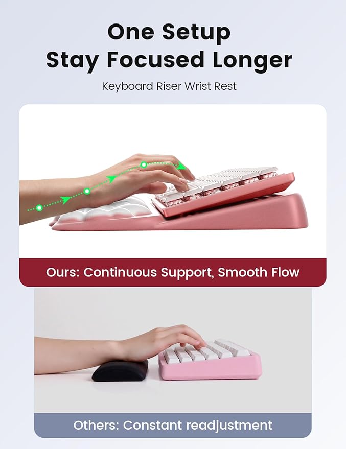 Vaydeer Keyboard Stand Wrist Rest Cloud Ergonomic Wrist Support Pad Soft Memory Foam Computer Keyboard Riser Holder Lifter Tilt Cushion for Desk Palm Hand Typing for Office Home Gaming Pain Relief