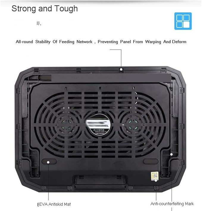 Laptop Cooling Station 2 USB and 2 Adjustable Speed Cooling Fans for 12-15 Laptops (Color : A Size : 36.3 * 26cm)