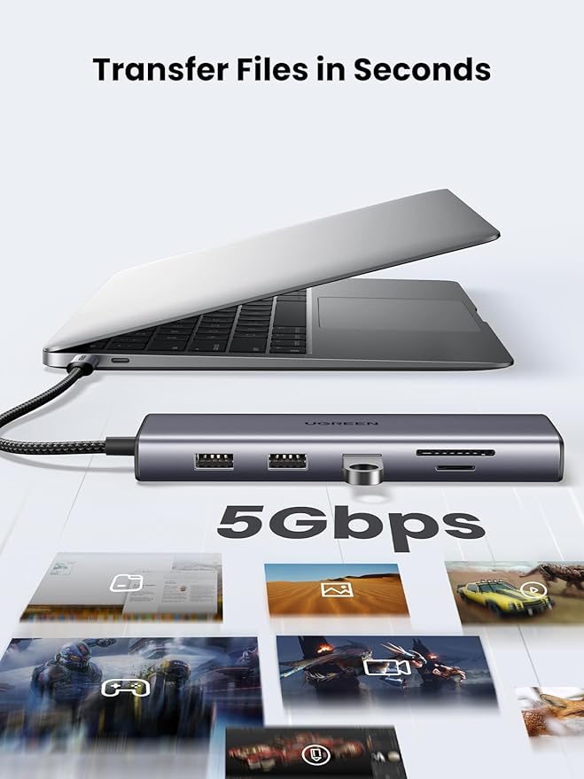 UGREEN USB C Hub USB-C 10-in-1 Dongle with Dual Monitor 4K HDMI and VGA 1Gbps Ethernet 100W PD 3 USB 3.0 Ports 3.5mm Audio Jack SD/TF Card Slots Multi Adapter
