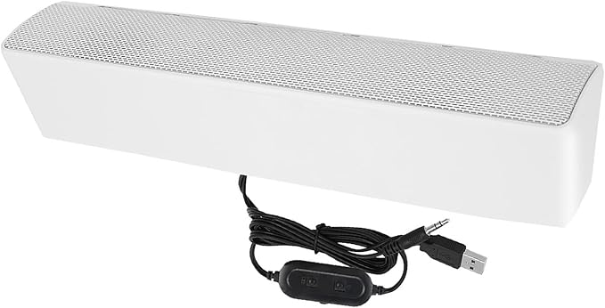 GOTOTOP Computer SpeakersSADA USB Powered Stereo Speaker with DSP Bass Technology 3.5mm Audio Jack for PC 2.0 ChannelLaptop Smartphone Tablet MP3 MP4 (White)