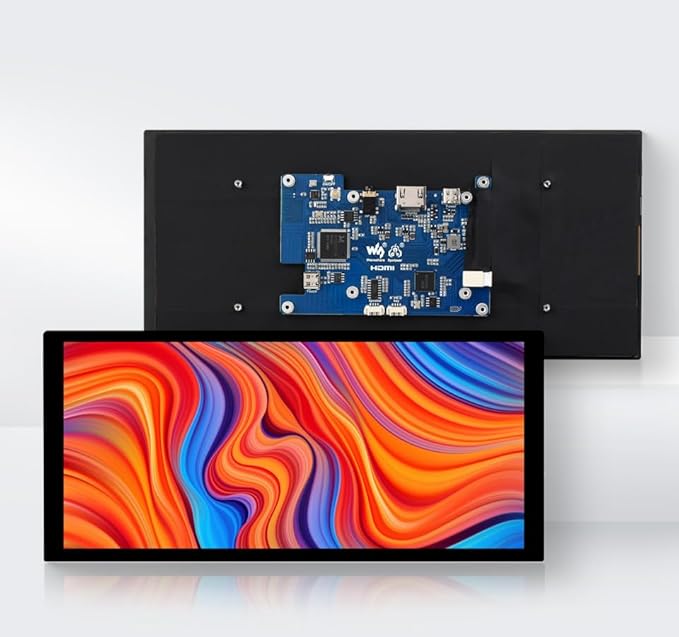 10.4inch QLED Quantum Dot Display Capacitive Touch High Brightness 1600×720 Optical Bonding Toughened Glass Panel HDMI Interface for RPi