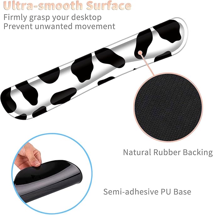 Keyboard Wrist Rest and Mouse Pad Wrist Support Set with CoastersErgonomic Gaming Mousepad for Home Office Working Studying Easy Typing &amp Pain ReliefCow Print