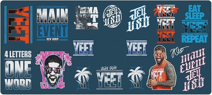 Head Case Designs Officially Licensed WWE Sticker Collage Jey USO 37.4 x 15.75 x 0.16 inches (900 x 400 mm) - XL Gaming Office Desk PC Keyboard Mouse Mat Pad