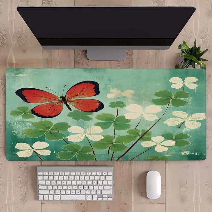 Large St. Patrick's Day Mouse Mat Computer Mousepad with Non-Slip Rubber Base Waterproof Mouse Pad Desktop Keyboard Pad for GamerHome School Laptop Office Accessories16x35.5inA (20)
