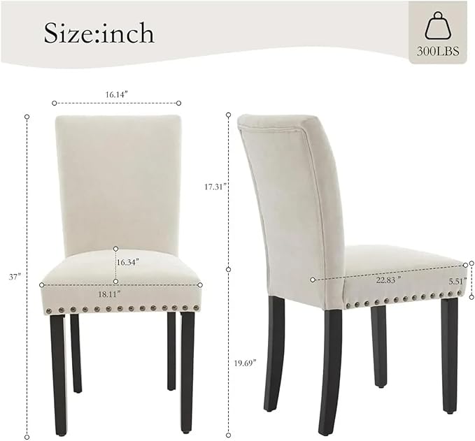 Adjustable Office Computer Chair with Armrest 2pcsc Fabric Upholstered Dining Chairs High Backrest with Nailhead Trim Wooden Legs(Grey)