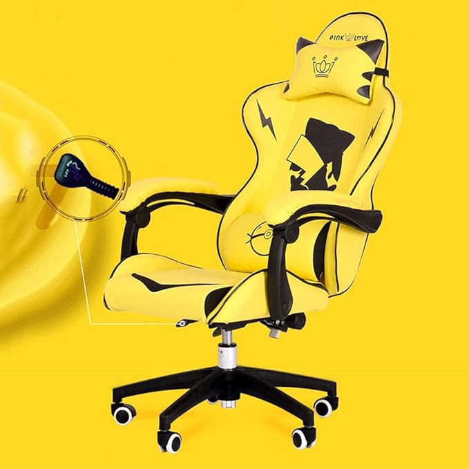 Game Chaire-Sports Game Seat Cute Computer Chair Home Office Anchor Broadcast Chair Professional Racing Chair Yellow-E