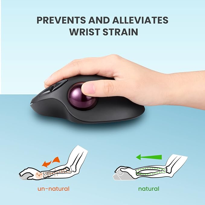 Perixx11568 Perimice-717 Wireless Trackball Mouse Build-in 1.34 Inch Trackball with Pointing Feature 5 Programmable Buttons 2 DPI Level Black