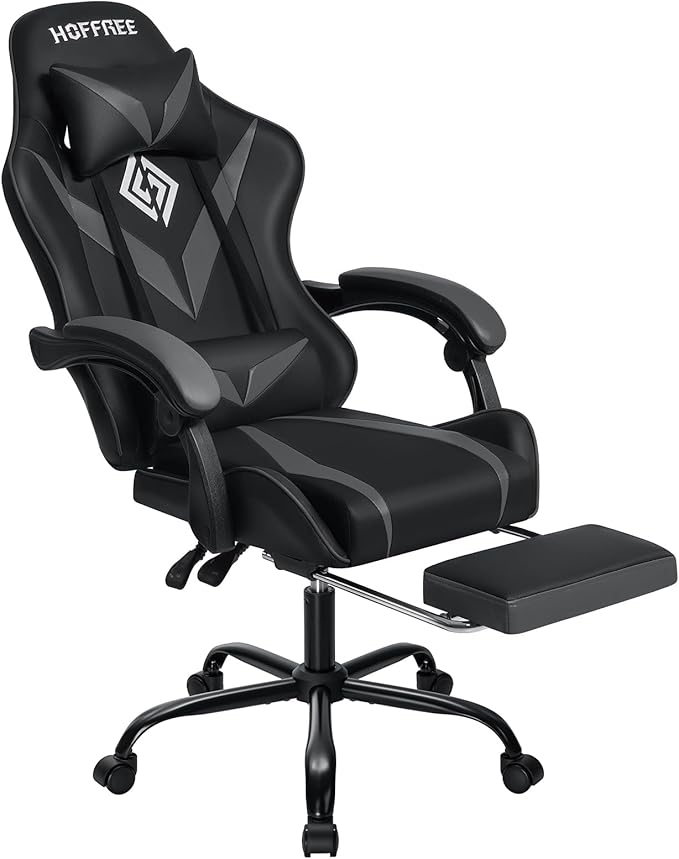 Gaming Chair with Massage Ergonomic Computer Chair with Footrest Reclining Video Game Chair for Boys with Adjustable Armrest Black