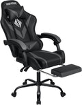 Gaming Chair with Massage Ergonomic Computer Chair with Footrest Reclining Video Game Chair for Boys with Adjustable Armrest Black