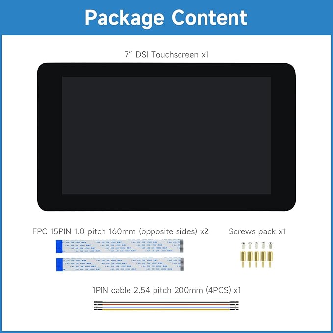 KLAYERS LUCKFOX DSI Display for Pi 5/4B/CM4/CM3 Support 3D Printing Capacitive Touch 800x480 Toughened Glass LCD Panel for Raspberry Pi 5