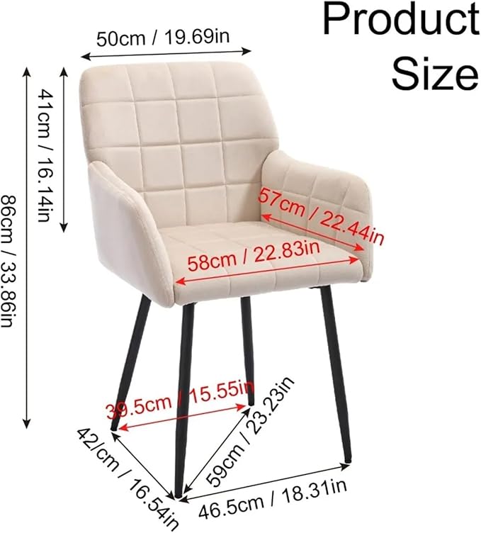 Adjustable Office Computer Chair with Armrest 1pcs Velvet Comfortable Upholstered Kitchen Dining Chairs with Armrests Easy to Assemble
