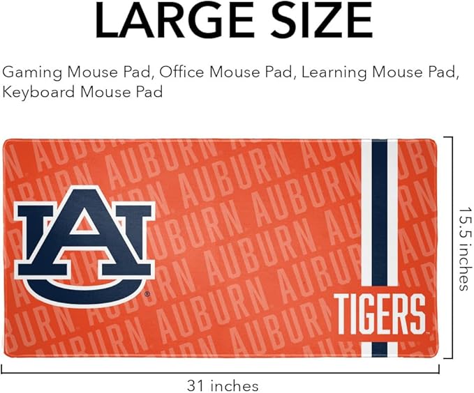 Auburn University Tigers Mascot Large Gaming Mouse Pad Desk Mat with Stitched Edges Non-Slip Base for Gamer Home and Office 31.5 x 15.7