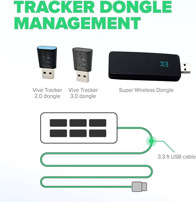 Rebuff Reality USB Hub 3.0 - 7-Port USB Hub with One Smart Charging Port Supports Vive Tracker 3.0 2.0 &amp Other VR Dongles Data Transfer for VR Trackers MacBook iMac PC - Black 31.5-inch Cabl